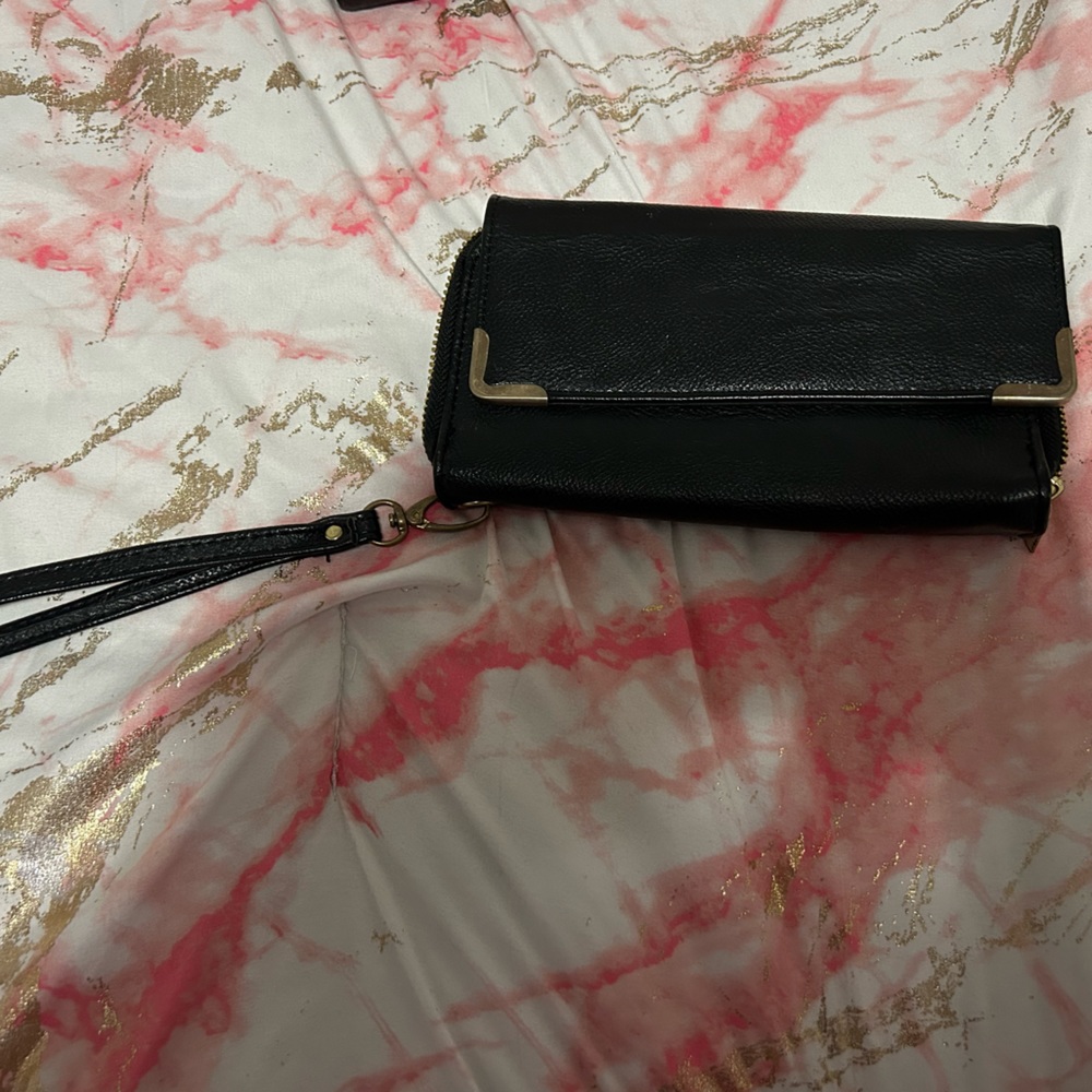Black leather wallet/ wristlet
